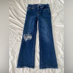 Good American Jeans Womens 4/27 Good Legs Cropped Mini Boot High Rise Distressed